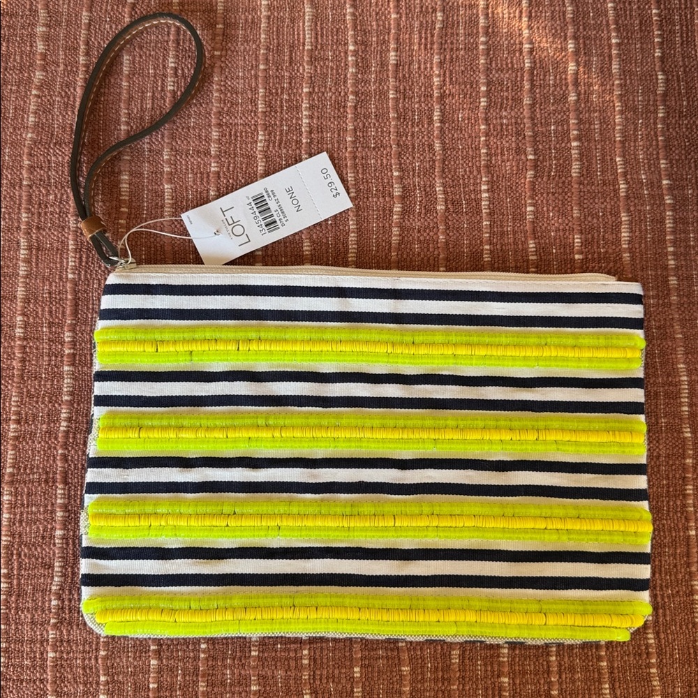 NWT LOFT Vibrant Striped Wristlet Clutch